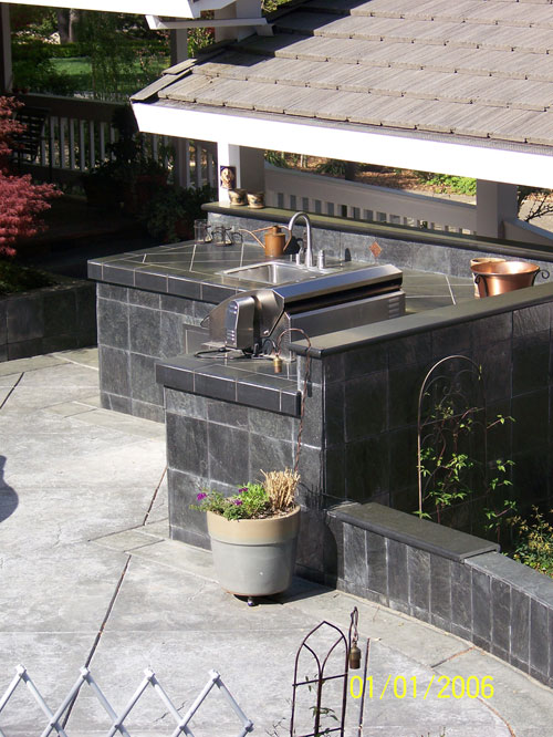 Outdoor Kitchen Danville Custom Tile, Stainless Steel Outdoor Kitchen